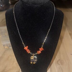 Elegant Black and Orange Beaded Necklace